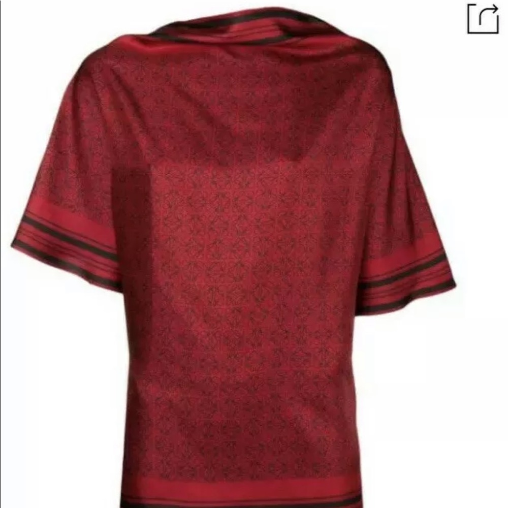 Loewe Burgundy and Black Patterned Scarf